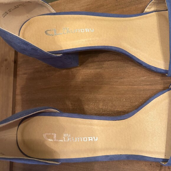 CL by Laundry Womens Blue Open Toe Block 3" Heel Pumps Size 9.5M - Picture 6 of 8